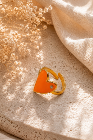 Fingerring - Orange heart stone