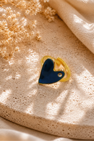 Fingerring - Black heart stone