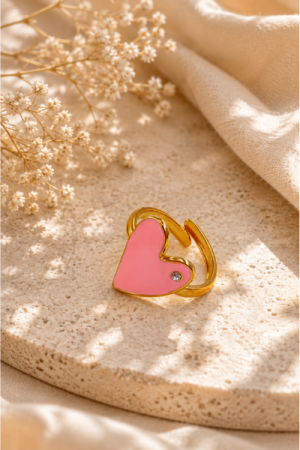 Fingerring - Rose heart stone