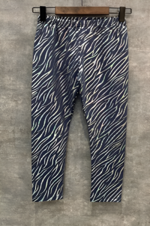 Cotton Leggings – Zebra med Glitrende Regnbueeffekt