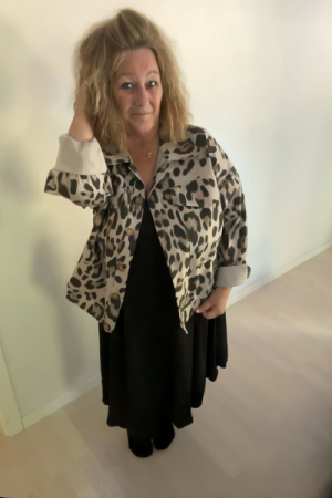 Super Cool Leopard Jakke med Skull Glitter