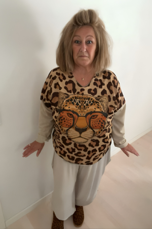 Leopard Bluse med Guldglimmer & Cool Print