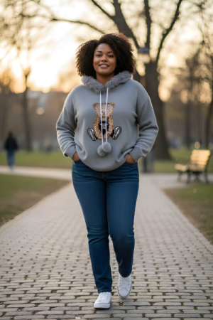 Hoodie med Glitter & Fake Fur