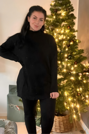 Ribstrikket Højhalset Jumper & Strikleggings Sæt – Tidløs Komfort & Luksus