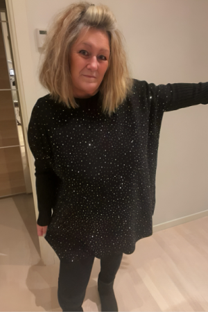 Oversize Strik - Elegant Glitter – Black