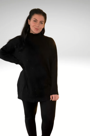 Ribstrikket Højhalset Jumper & Strikleggings Sæt – Tidløs Komfort & Luksus