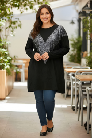 Smuk Kjole med Glamourøst V-Glitterdesign ✨