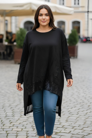 Elegant Tunika med Palietkant - Onesize Plus