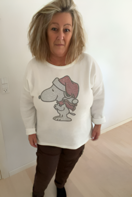 Sød hvid babyfløjl-bluse med glitter Nuser