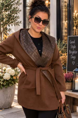 Elegant Bindejakke med hætte Onesize – Tidløs & Stilfuld