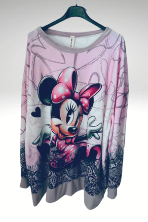 Minnie Bluse i Blød Nervøs Velour – Rosa, Coral, Sort & Pink