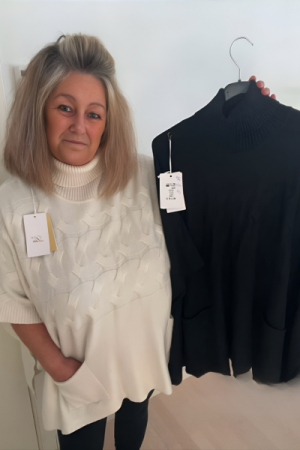 Oversize Strik Tunika Med Mønster