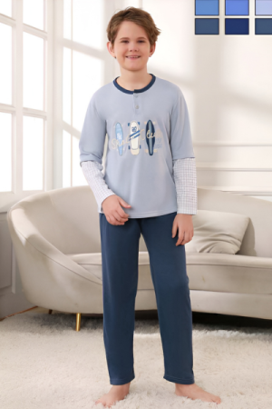 Hyggeligt Pyjamassæt i Blå Nuancer