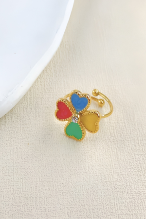 Justerbar fingerring med firkløver-design