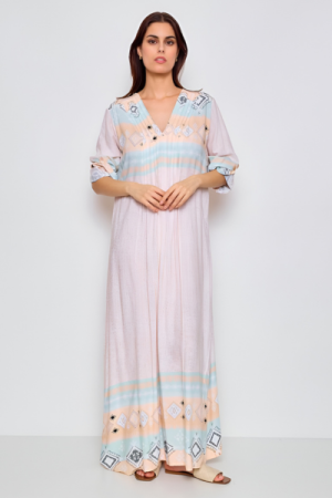 Romantisk Lang Kjole i Bløde Nuancer