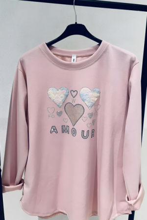 Bluse Amour Hearts – Sød pastelbluse fyldt med kærlighed