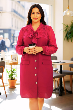 Kjole med blonde & bindebånd – elegant og tidløs