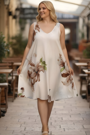 Bella Flora A-Kjole - Plussize