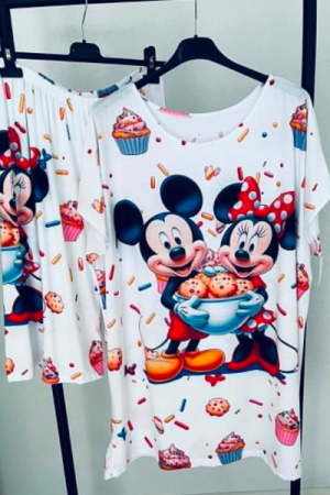 Disney Mickey & Minnie Cookie Love Shortssæt - Plussize