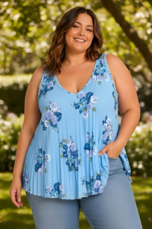 Flora Plissé Top - Onesize Plus