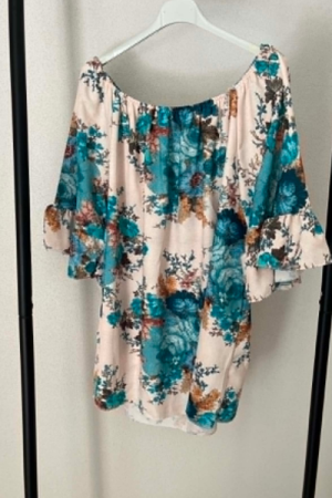 Rosalia Off Shoulder Bluse – Turkis Drøm