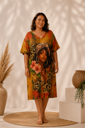 Golden Glow Boho Kjole - Onesize Plus