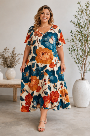 Summer Bloom Kjole - Onesize Plus