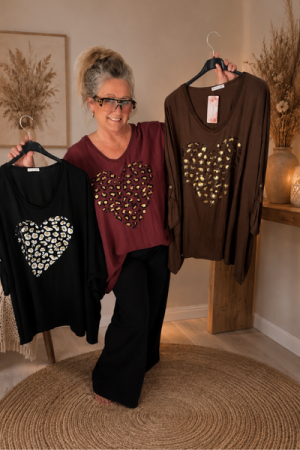 Chérie Leo Heart Oversize Bluse