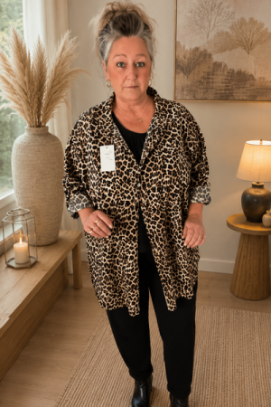 Leopard Luxe Oversize Skjorte - Onesize Plus