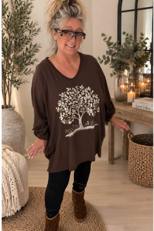 Tree of Life Cotton Oversize Bluse - Onesize Plus