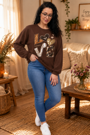 Chérie Love Glitter Sweatshirt - Onesize