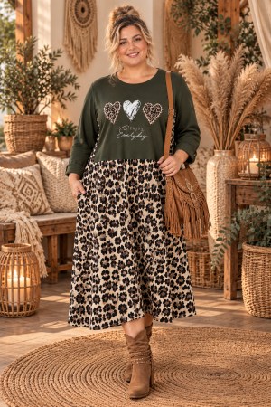 Bella Heart Leopard Kjole