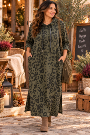 Savannah Boho Hoodie Kjole Leopard