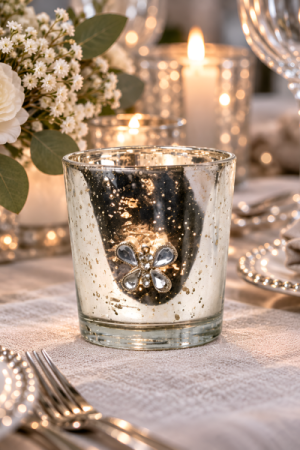 Silver Blossom Fyrfadsstage