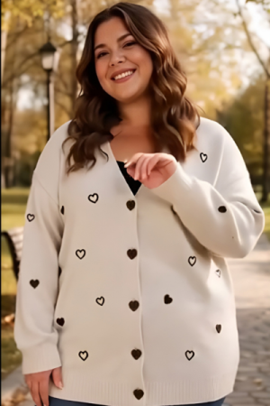Love Heart Strik Cardigan - Onesize Plus